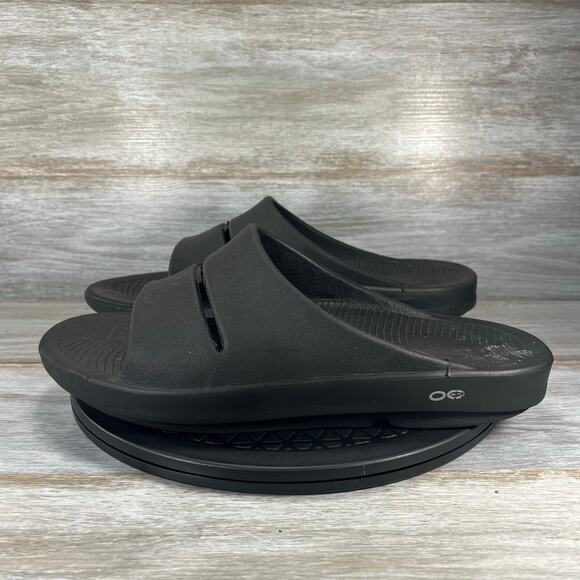 Oofos OOahh Mens Black Rubber Recovery Comfort Slide Sandals Size 12 - Picture 1 of 10